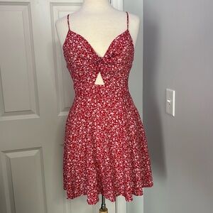 Red floral dress